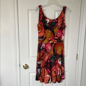 Abstract Multicolor Sleeveless Dress
